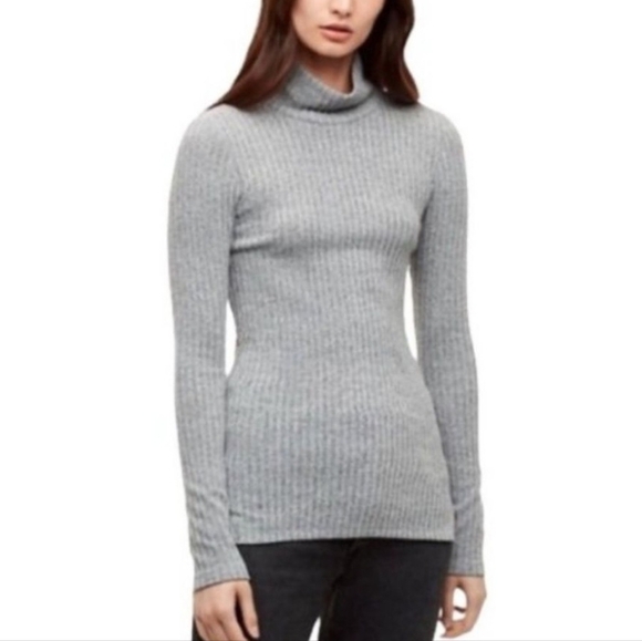 Wilfred Sweaters - Aritzia Wilfred Free Grey Buswell Ribbed Mock Neck Long Sleeve Womens Size XS